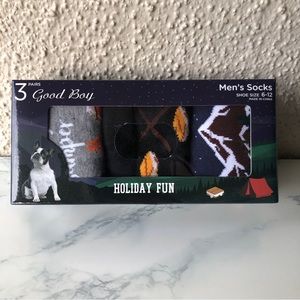 Men's Socks Good Boy Brand Men’s Funky Socks happy camper s’mores mountains NIB